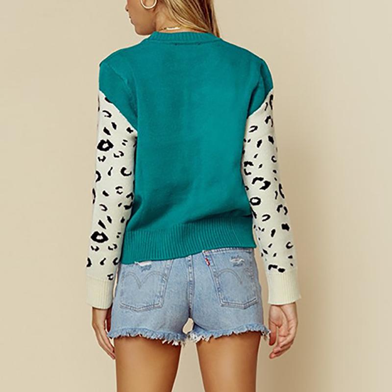 Animal print casual warm pullover women Streetwear long