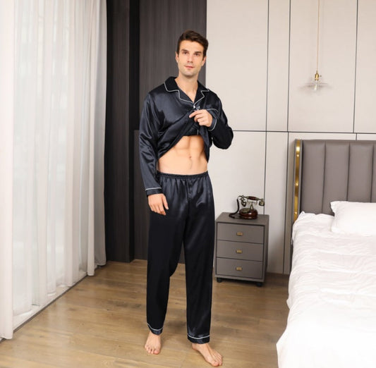 Ice Silk Men Casual Pajama Set