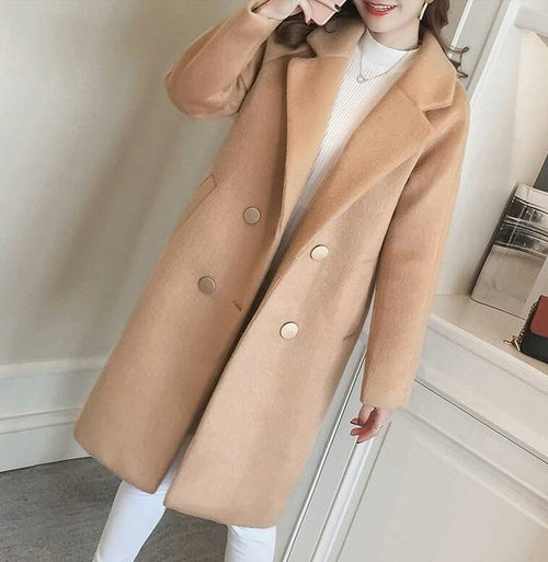 Woolen coat female new female middle long section thick coat woolen