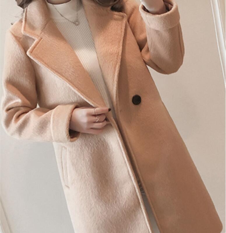 Woolen coat female new female middle long section thick coat woolen