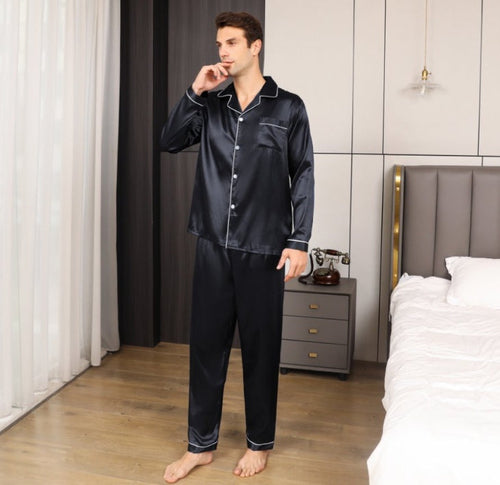 Ice Silk Men Casual Pajama Set