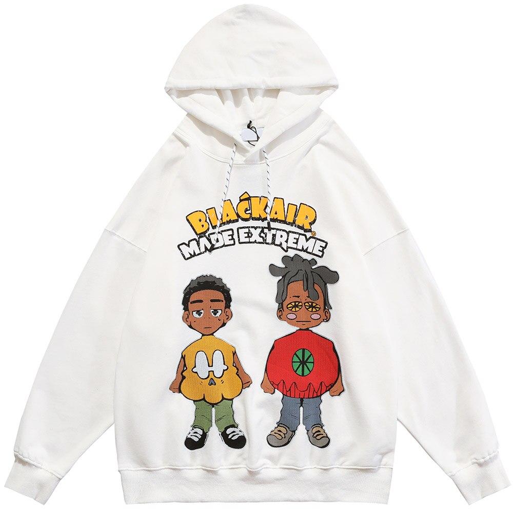 Hoodie Men Knitted Funny Skeleton Boy Patch Hooded Pullover Oversize