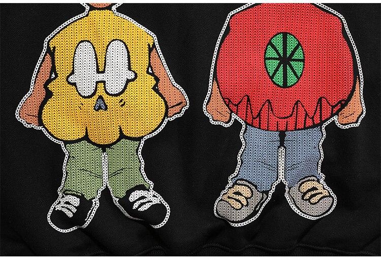 Hoodie Men Knitted Funny Skeleton Boy Patch Hooded Pullover Oversize