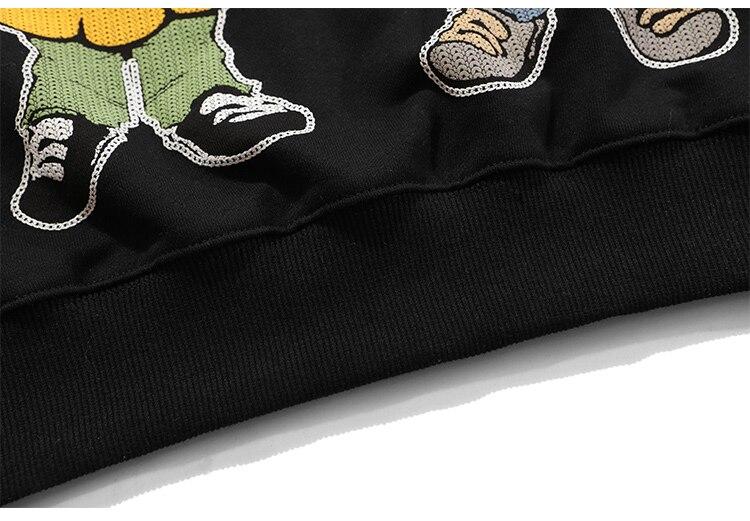 Hoodie Men Knitted Funny Skeleton Boy Patch Hooded Pullover Oversize