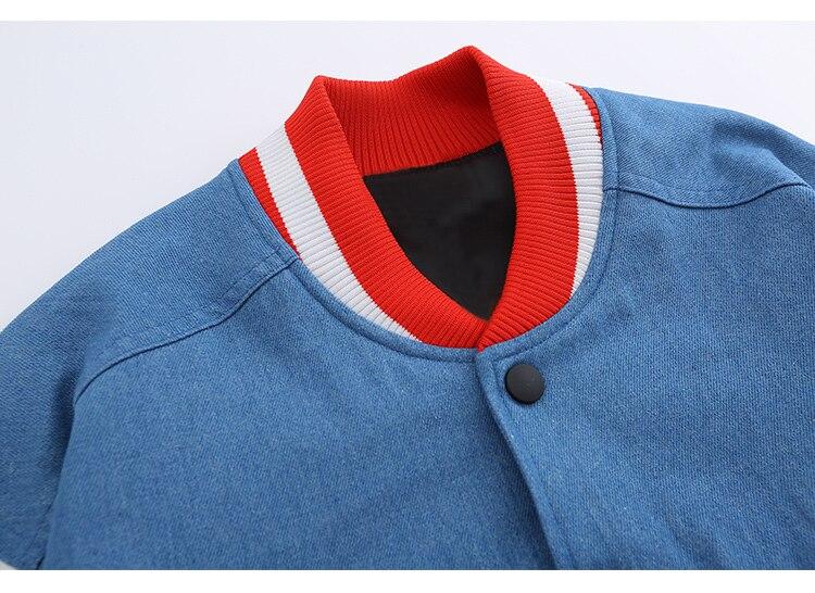 Jacket Men Denim Leather Patchwork Color Letter Embroidery Baggy