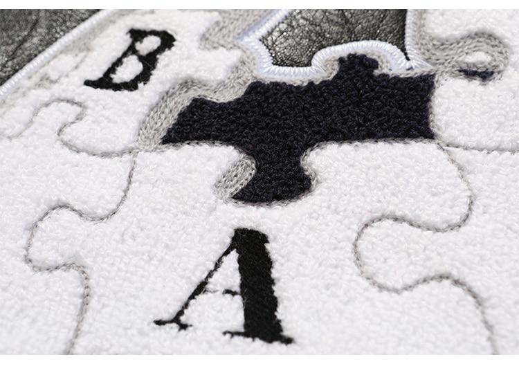 Jacket Men Letter Embroidery Patch Leather Coats Autumn Retro Baggy