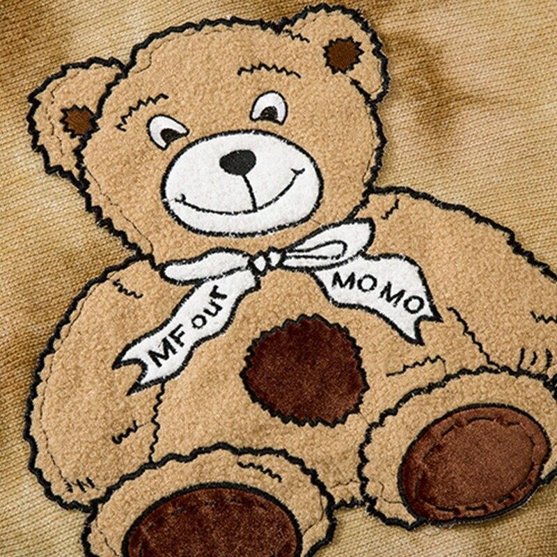 Hoodie Men Furry Cute Bear Patch Fleece Hooded Pullover Oversized