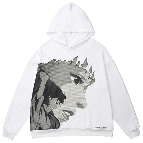 Hoodie Men Japanese Comics Anime Portrait Print Oversize Sweatshirts