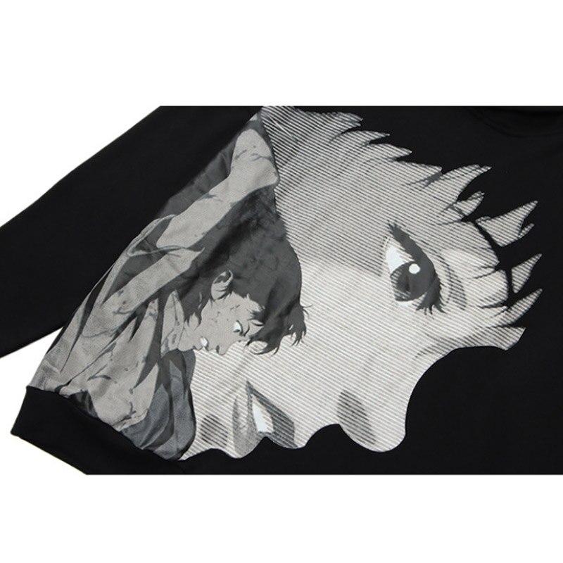 Hoodie Men Japanese Comics Anime Portrait Print Oversize Sweatshirts