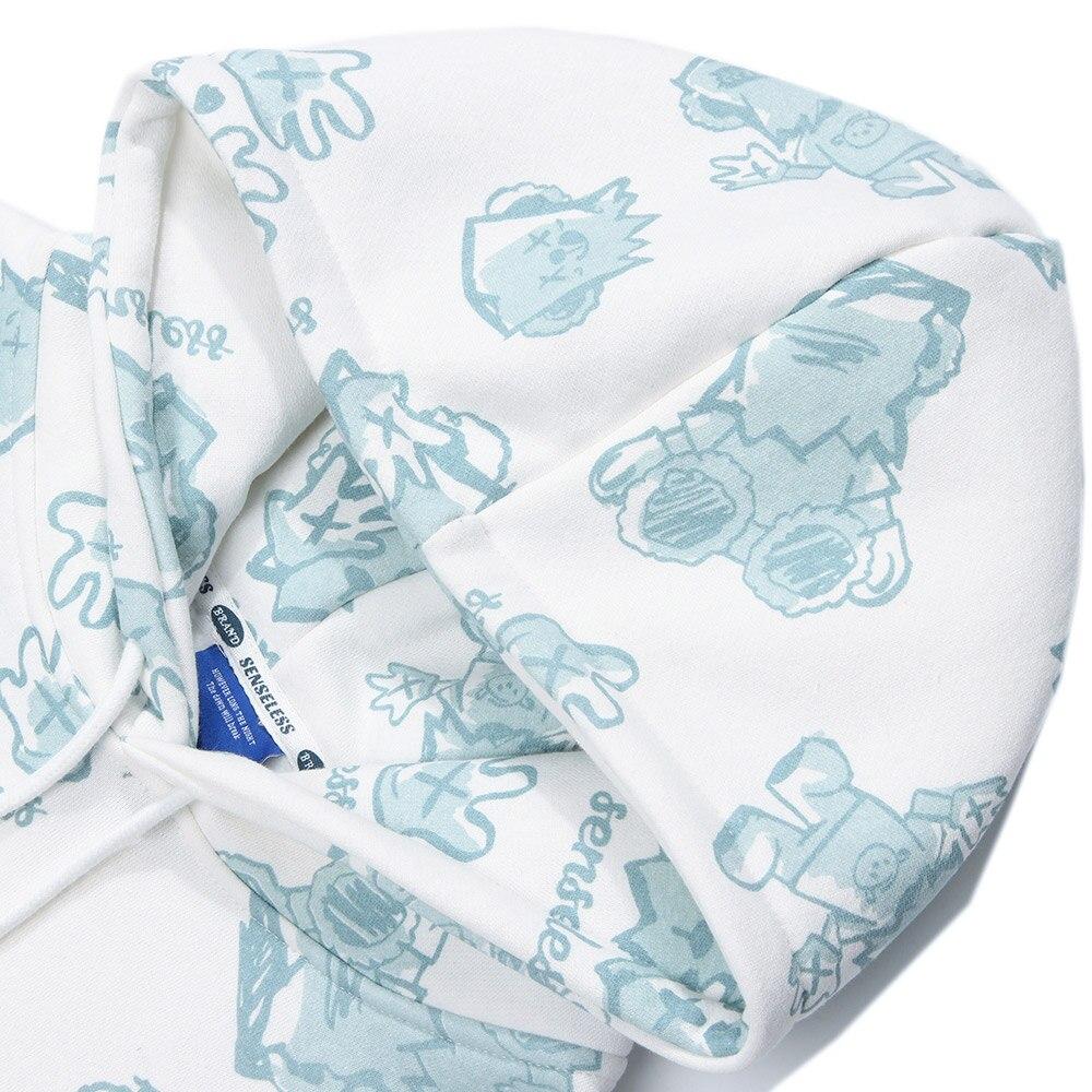 Hoodie Men Japanese Cartoon Print Fleece Hooded Pullover Oversize