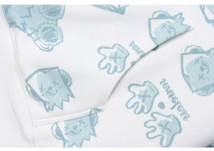 Hoodie Men Japanese Cartoon Print Fleece Hooded Pullover Oversize