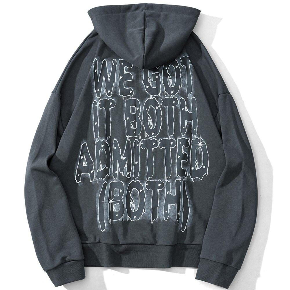 Hoodie Men Punk Rivet Melted Letter Print Sweatshirt Oversized