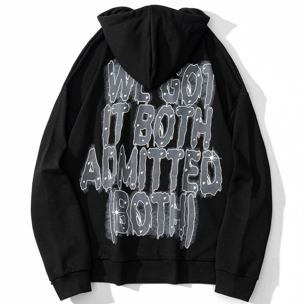 Hoodie Men Punk Rivet Melted Letter Print Sweatshirt Oversized