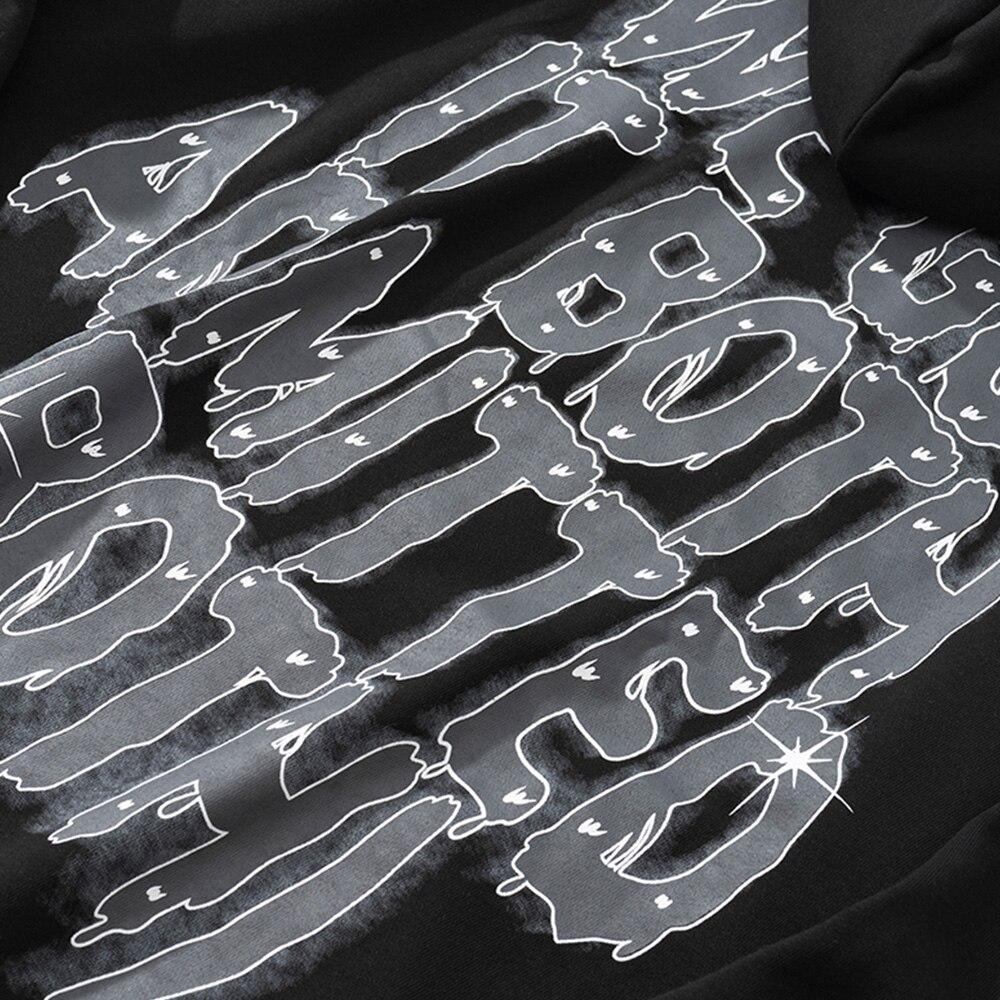 Hoodie Men Punk Rivet Melted Letter Print Sweatshirt Oversized