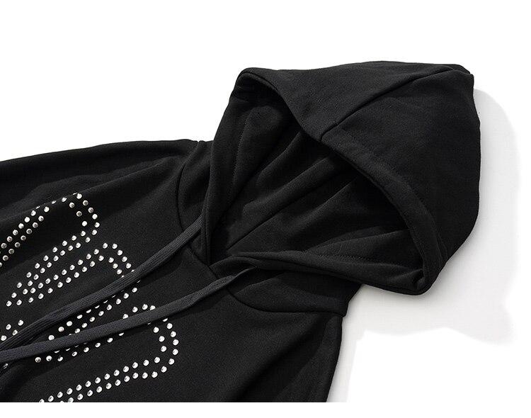 Hoodie Men Punk Rivet Melted Letter Print Sweatshirt Oversized