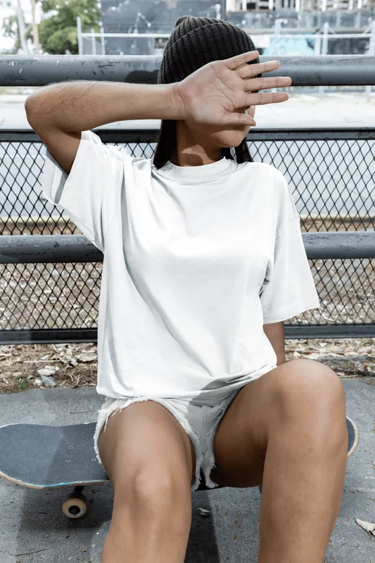 Oversized Solid White T-Shirt For Women Size-S