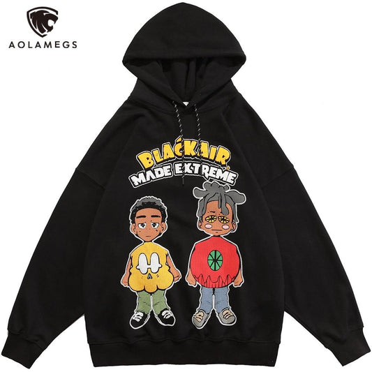 Hoodie Men Knitted Funny Skeleton Boy Patch Hooded Pullover Oversize