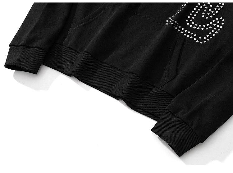Hoodie Men Punk Rivet Melted Letter Print Sweatshirt Oversized